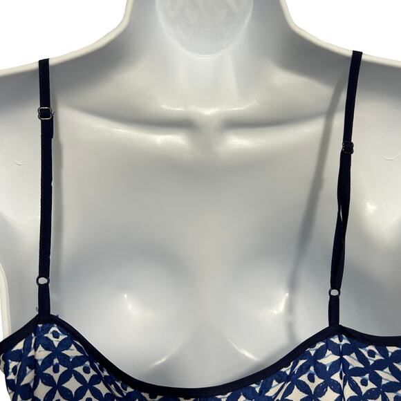 Ann Taylor Mixed Media Batik Atrium Maxi Dress Womens Sz 2 Blue Belted Boho Chic - Picture 6 of 10